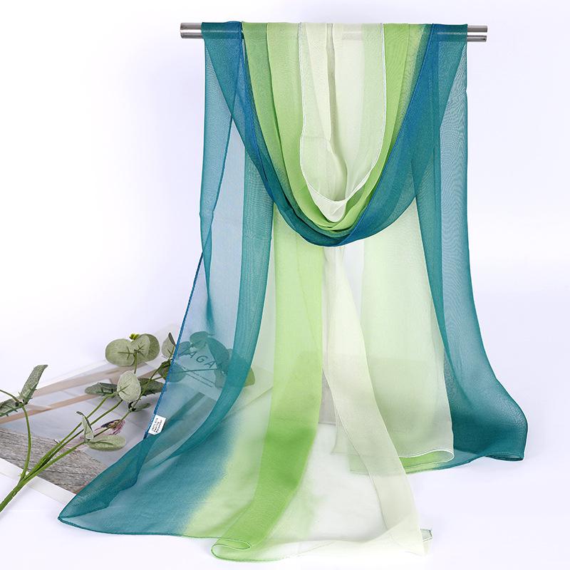 Damen Schal aus Seide mit Farbverlauf: Vielseitiger, leichter Schal für den Sommer, Tanz und Körperformung, lang und dünn aus Georgette.