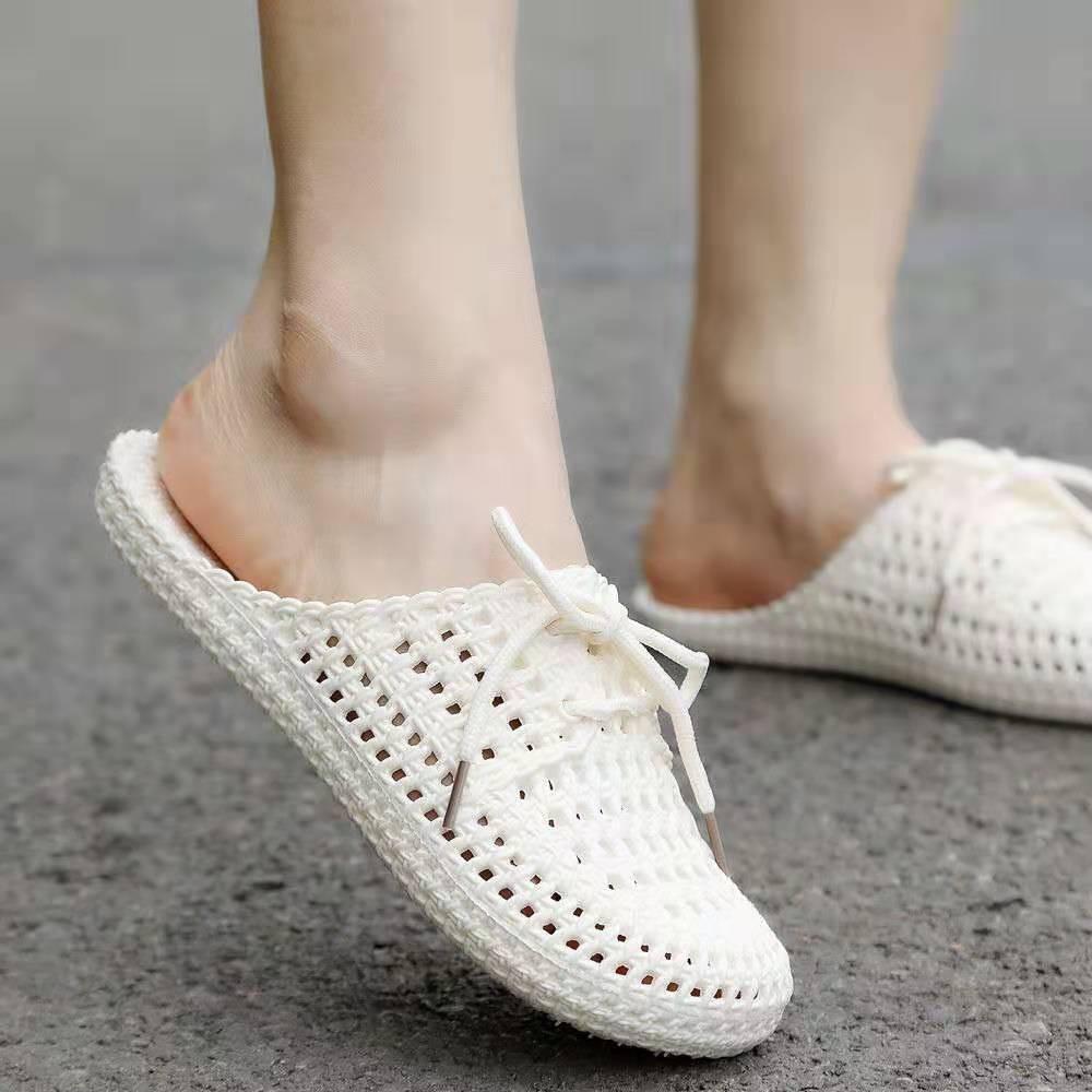 Summer cool slippers women's bag head hollow hole shoes women wear fashionable soft-soled non-slip student slippers