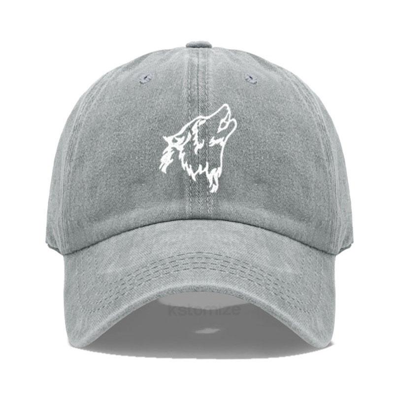 Women's Baseball Cap Men's Washed Cotton Wolf Howl Embroidery Embroidery Dad Hat Sport Golf Caps For Man Sun Hats Dropshipping
