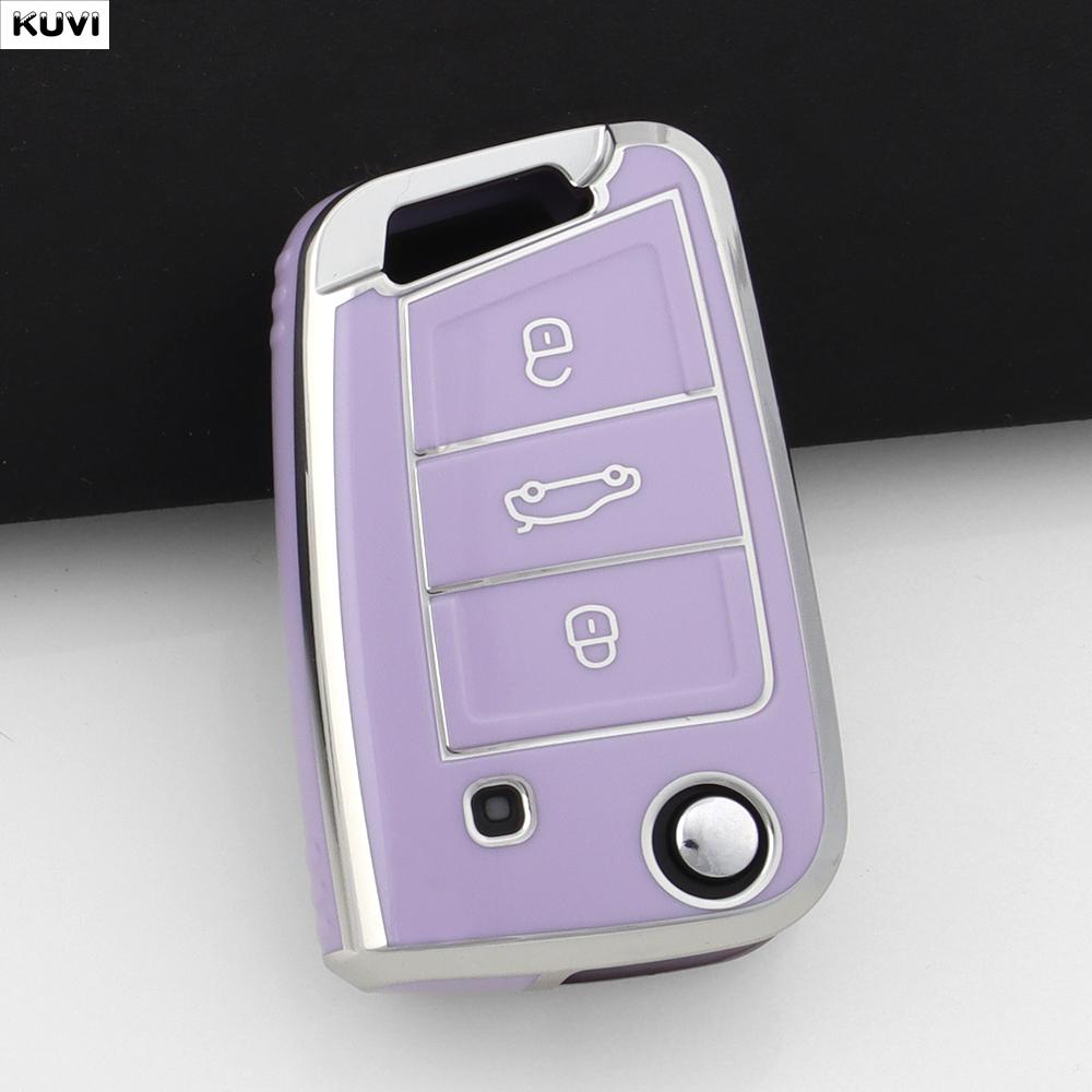 Soft TPU Car Key Case Cover For 3 4 Buttons VW Volkswagen Golf 7 MK7 Tiguan MK2 For SEAT Ateca Leon FR 2 Ibiza For Skoda Octavia