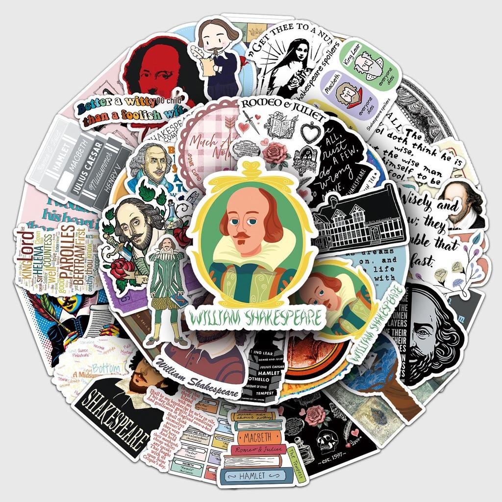 Shakespeare Graffiti Stickers - 50 Unique Designs for Water Bottles & Phones