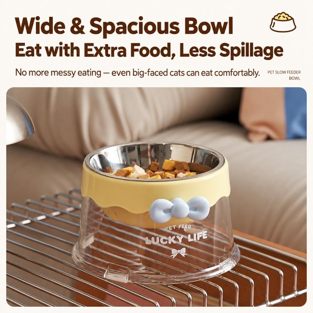 Stainless Steel Pet Slow Feeder Bowl 2 in 1 Dog Bowls Cat Food Bowl for Small Medium Dogs & Cats
