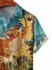 Tiger Print Aloha Short Flashy Summer Hawaiian Plus Size [syatu032-L] Shirt, Sleeve, Yakuza/Yankee Style, Outfit, Festival/Fireworks, Men's Fashion,