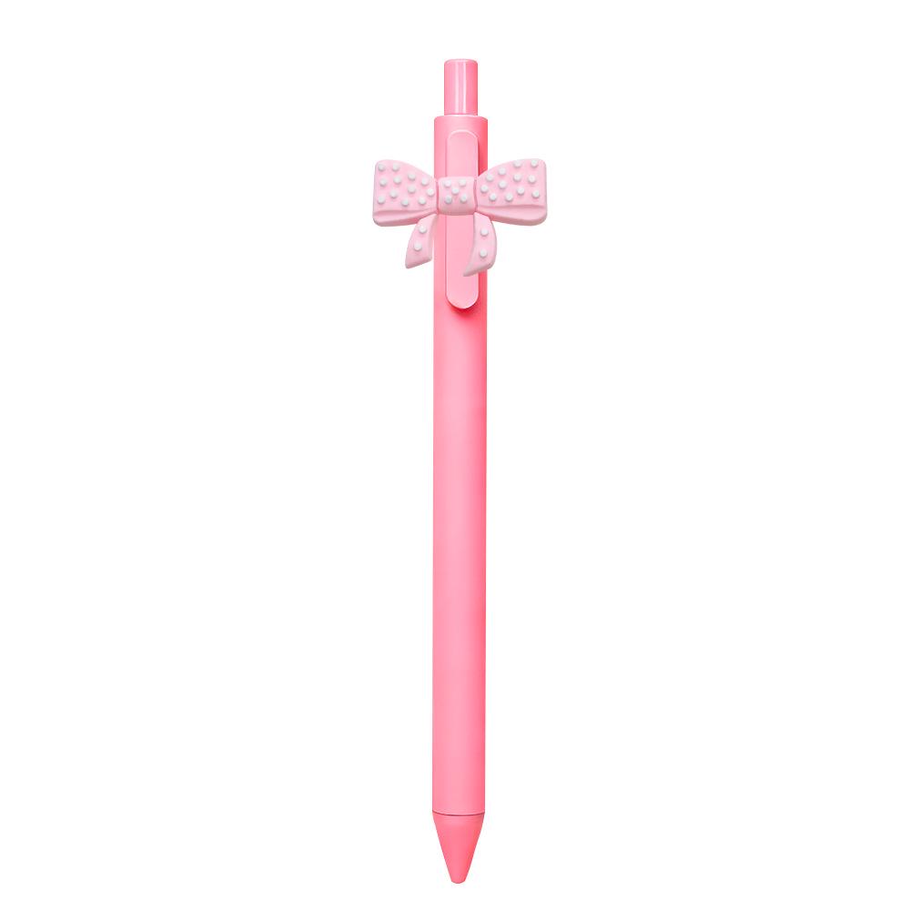 Pink Bow Series Girls' Soft Rubber Click Ballpoint Pens