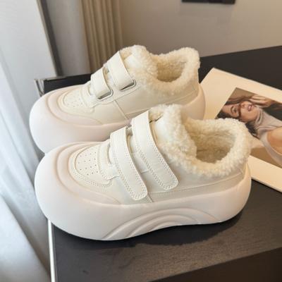 Nouvelles chaussures montantes d'automne et d'hiver pour femmes, chaussures compensées à plateforme, chaussures décontractées polyvalentes en velours à Velcro