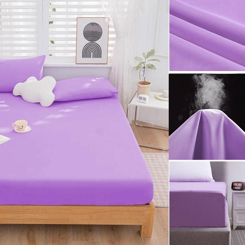 1PC High Quality Solid Color Bed Sheets Dustproof Mattress Protective Cover Soft Comfortable Breathable Fitted Sheet Non-slip Bed cover With Elastic