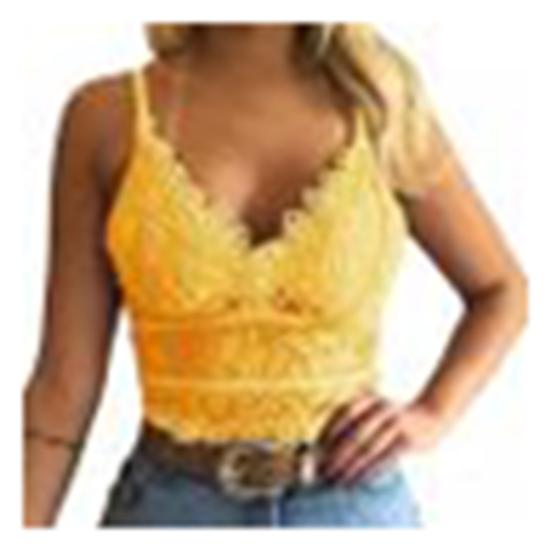 Damski Koronkowy Seksowny Top na Ramiączkach z Dekoltem V, Bielizna, Kamizelka, Kolor Cukierkowy, Braletka