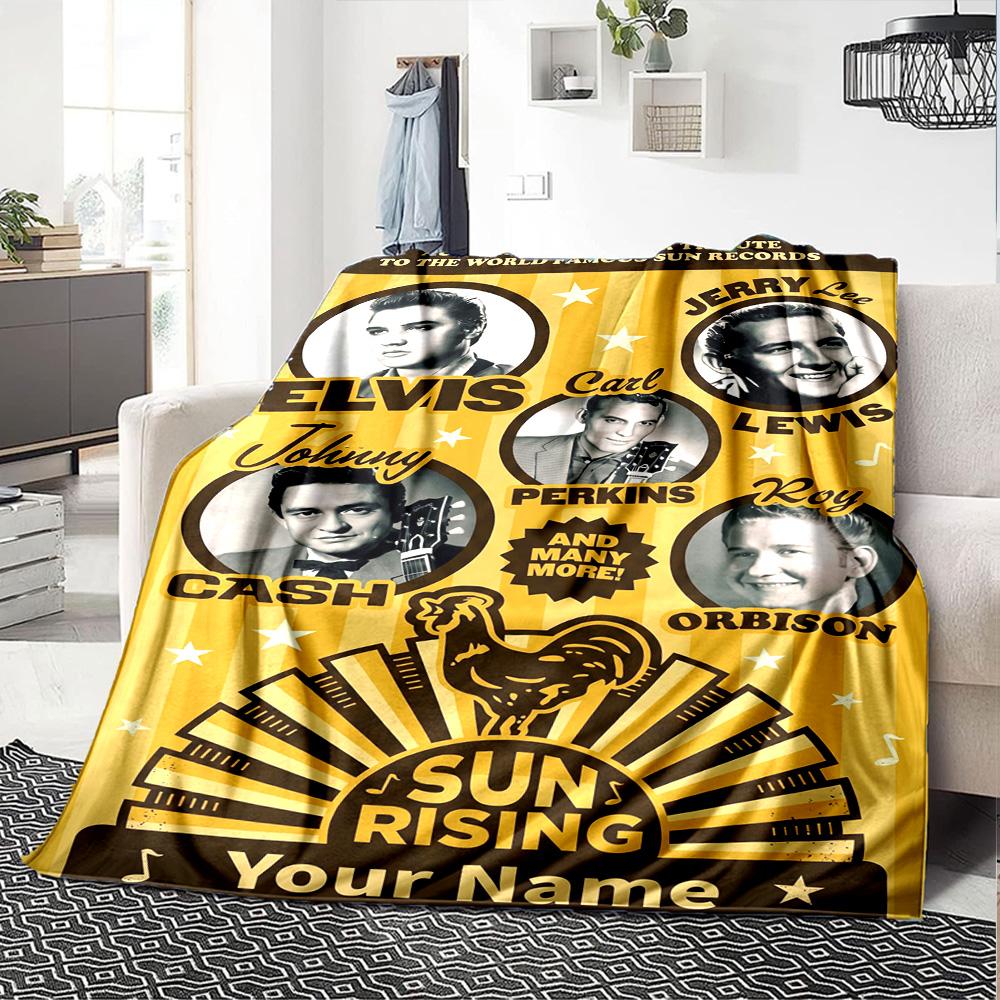 Elvis Presley Personalized Name Blanket Throw Customizable Blanket Durable Comfort Versatile for Office Office Chair Picnics Nap Four Seasons Universa