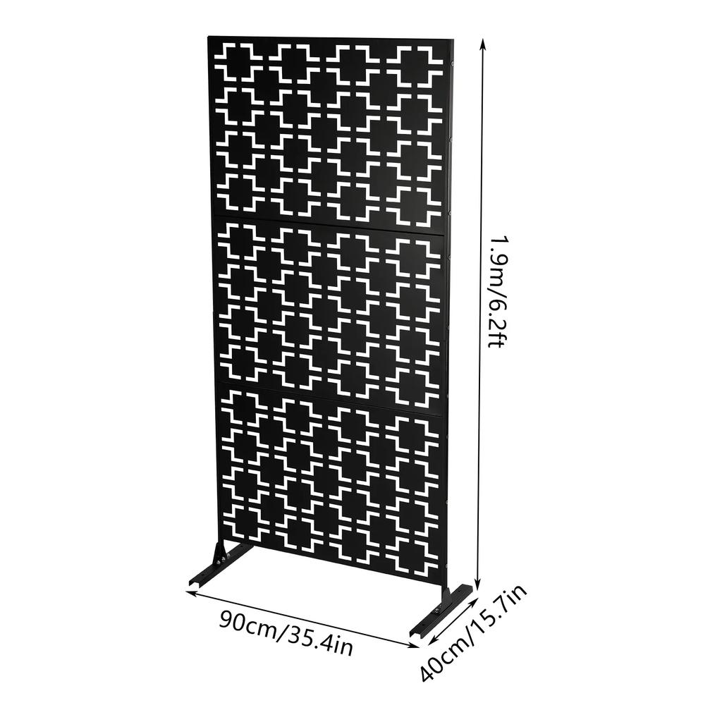 3 Panel Privacy Screen Divider with H-Base 90cm Wide, Steel Partition for Hotel Restaurant Room Divider