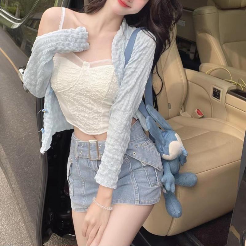 Sexy Girl Pure Desire Lace Camisole Vest Women's Summer Outdoor Wear Short Top with Chest Cushion Strapless Vest
