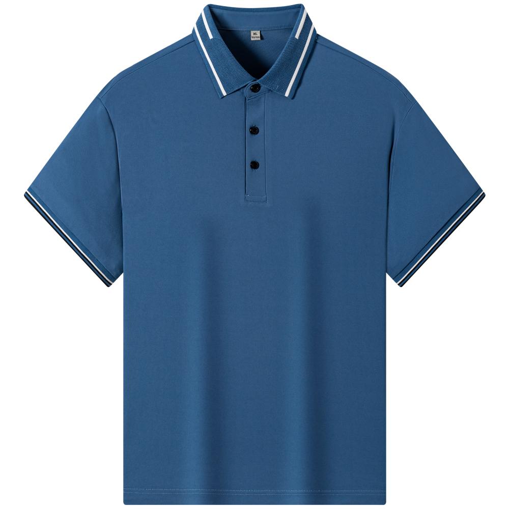 Men's Summer Casual Short Sleeve Ribbed Cuffs Polo Shirt, Lightweight Straight Fit 3-button Plackets Business Collared Shirts