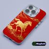 Golden Horse Year Mobile Phone Case for iPhone 17 16 15 14 13 12 11 X XR XS 8 7 Air Pro Max Plus White Translucent Cover