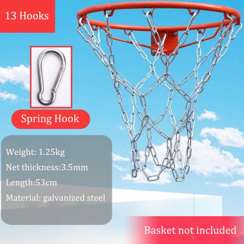 Chain Basketball Net Replacement, 21" Heavy Duty Rust Proof Galvanized Steel with 12 Locking Hooks,Fits All Standard Indoor/Outdoor Hoops