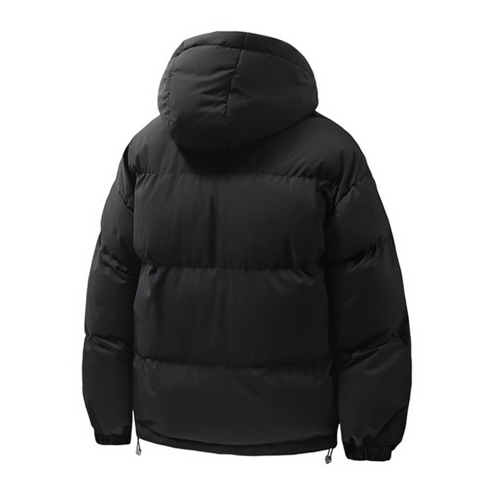 Men's And Women's Solid-color Casual Down Cotton-padded Jacket, Men's Inner Checkered Printed Bread Jacket, Fleece Thickened Hooded Jacket