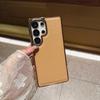 Luxury Solid Color Lychee Leather Plating Border Soft Phone Case For Samsung Galaxy S25 Ultra Egde S24 Ultra Plus FE Back Cover
