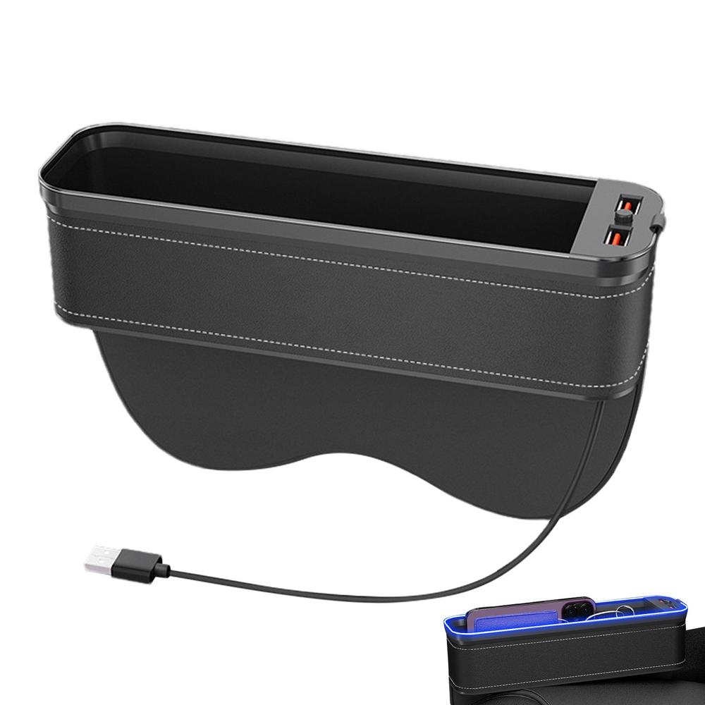 Car Seat Gap Filler Organizer LED Colorful Light Change With USB Charging Auto Front Seat Crevice Storage Box Accessories