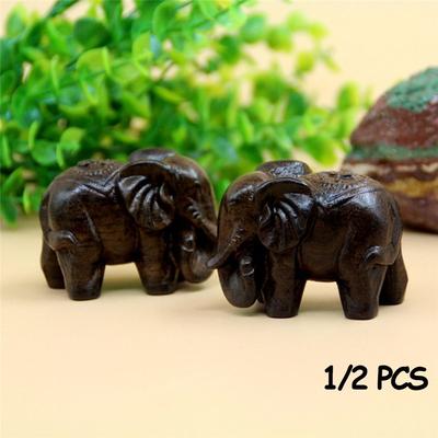 Pz Decorazioni per la Casa Scolpite Paesaggio Micro Statuette Animali Artigianato in Miniatura Statua Elefante Legno Naturale