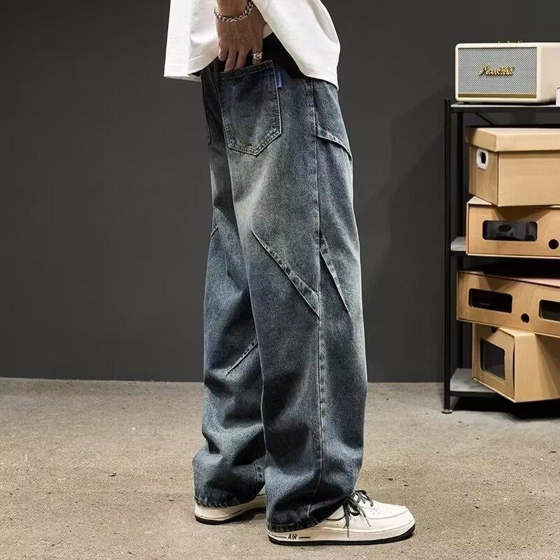 New Jeans Men's Loose and Versatile Autumn and Winter Casual Pants Wear-resistant Washed Straight Pants Men