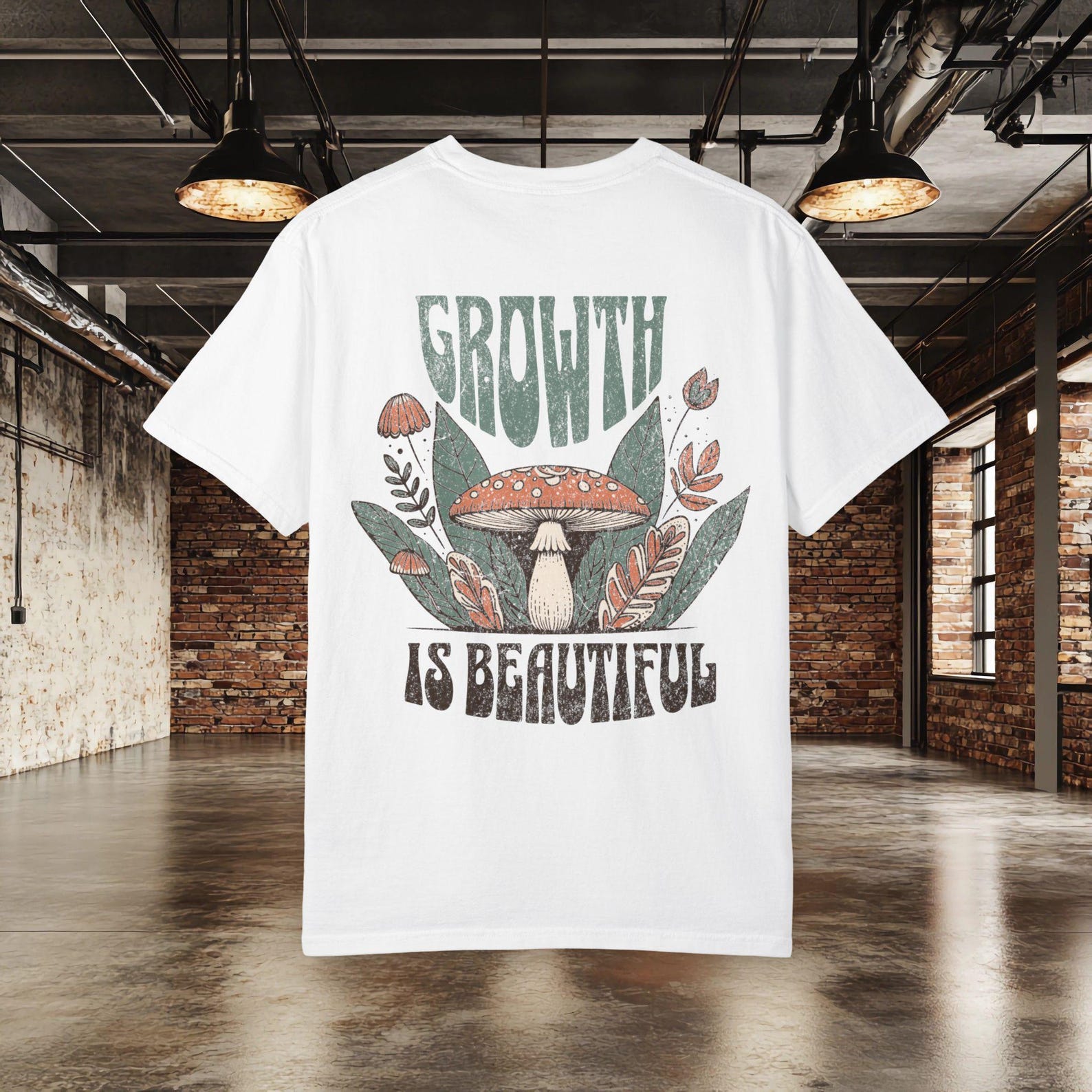 Growth Is Beautiful Mushroom Shirt | Cottagecore Mushroom Tee | Nature Lover Shirt | Botanical Graphic Tee | Forest Aesthetic Shirt S