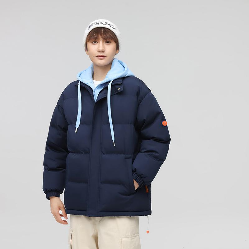 New Winter Cotton Coat for Men and Women, Thickened Couple's Fake Two-piece Cotton Coat, Hooded Warm Bread Coat, Men's Jacket