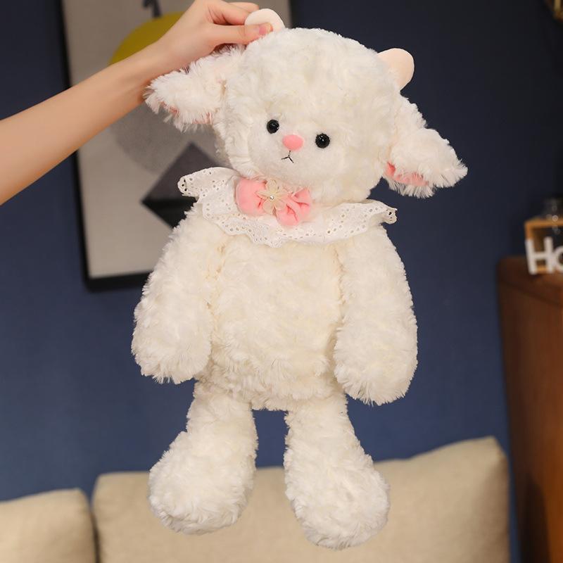 Plush Toy Cute Little Lamb Doll Sleeping with Pillow for Girls and Children's Gift Doll