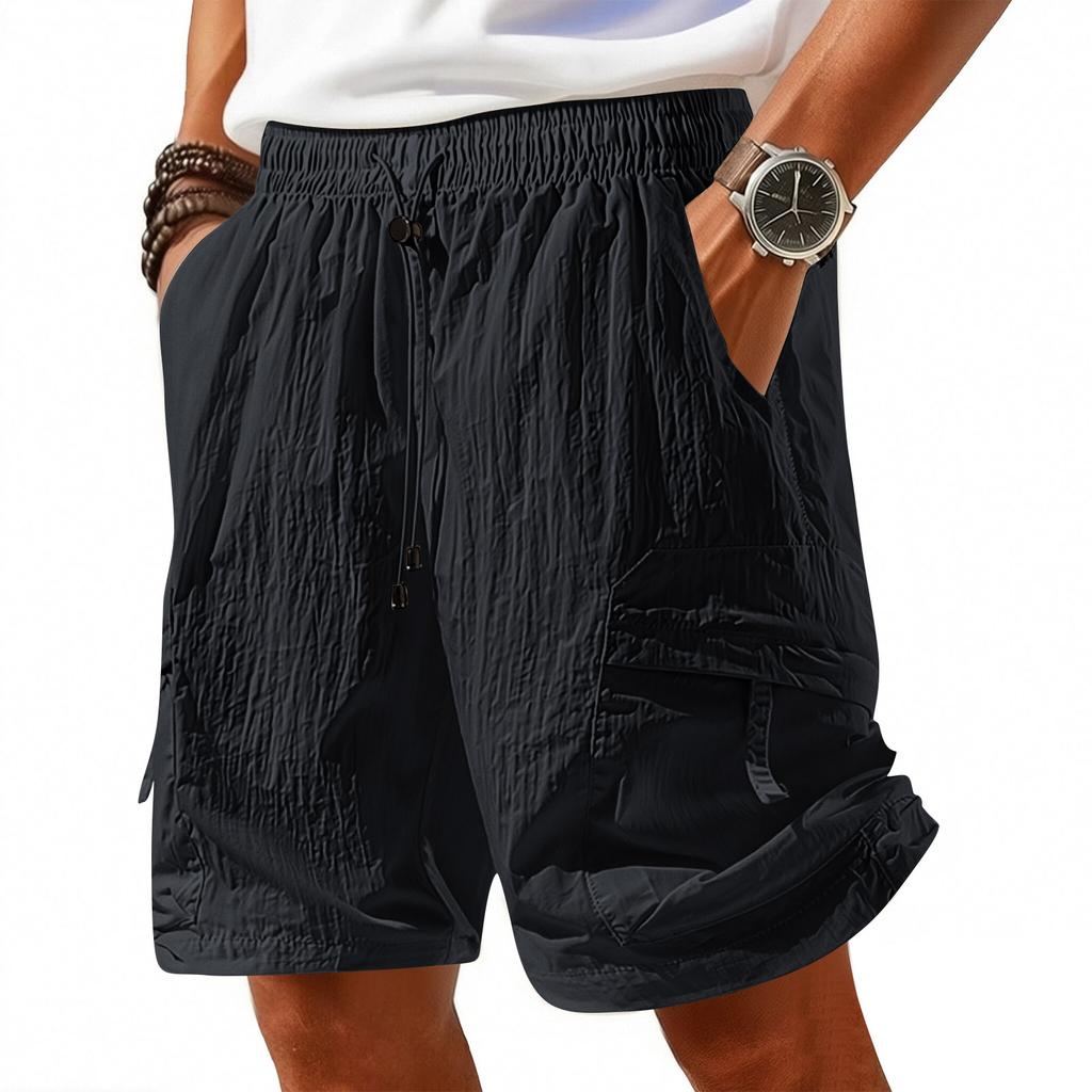 Unisex Elastic Band Thin Shorts Men's Casual Straight Leg Cargo Shorts