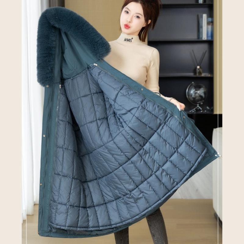 Cotton Clothes for Women Long Thick Winter Removable Parka Clothes