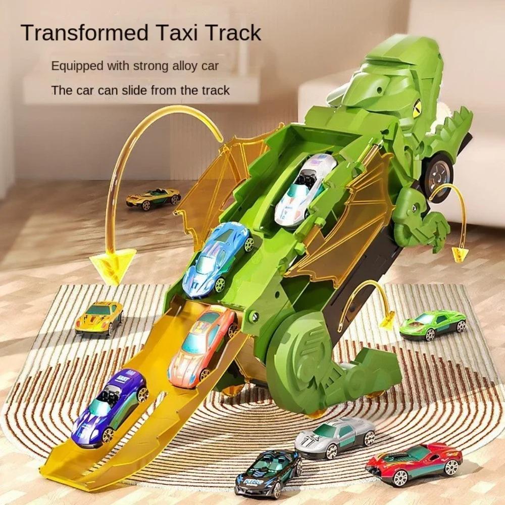 Novo Ataque de Carro Devorador de Dinossauro Tiranossauro Rex Devorador Brinquedo de Transformação Quebra-Cabeça Armazenamento Infantil Carro de Deslizamento Inercial