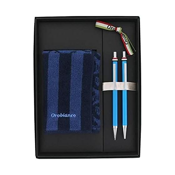 Orobianco Gift Set Freccia Ballpoint Pen & Mechanical Pencil & Hand Towel Handkerchief Light Blue 1953804