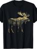 Moose Mountain Forest Nature Vintage Graphic Mens Tee Wildlife Hunting Outdoor Scenery Casual Campin