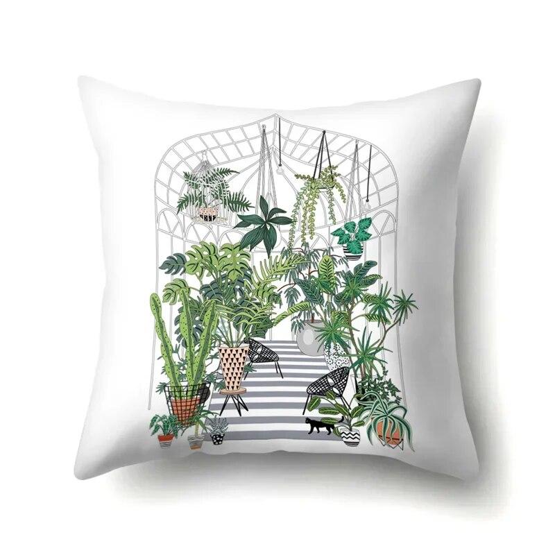 45x45cm Plant Flower and Leaf Printing Series Throw Pillow Cover Sofa Office Seat Car Cushion  Home Decoration