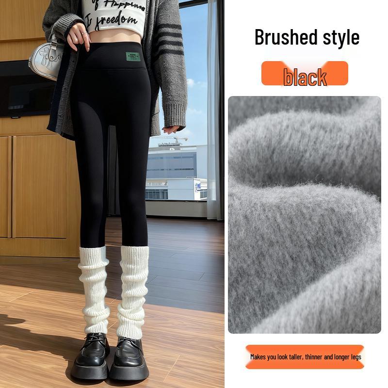 

Women s High Waist Lambswool Leggings - Slim Fit, Plush Cotton, Ribbed, Plus Velvet for Autumn/Winter. M 70-105 lbs