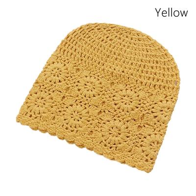 Mode Vintage Künstlerische Baskenmütze Ausgestanzte Handgefertigte Skullies Mütze Atmungsaktiv Süße Strickmütze Damen