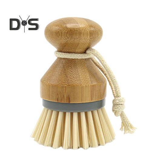 

Бамбуковая щетка для мытья посуды, круглая щетка для ладоней, не царапающая нейлоновая щетина, щетка для чистки антипригарной посуды, экологически чистая кухонная мойка, скребок для кастрюль серый