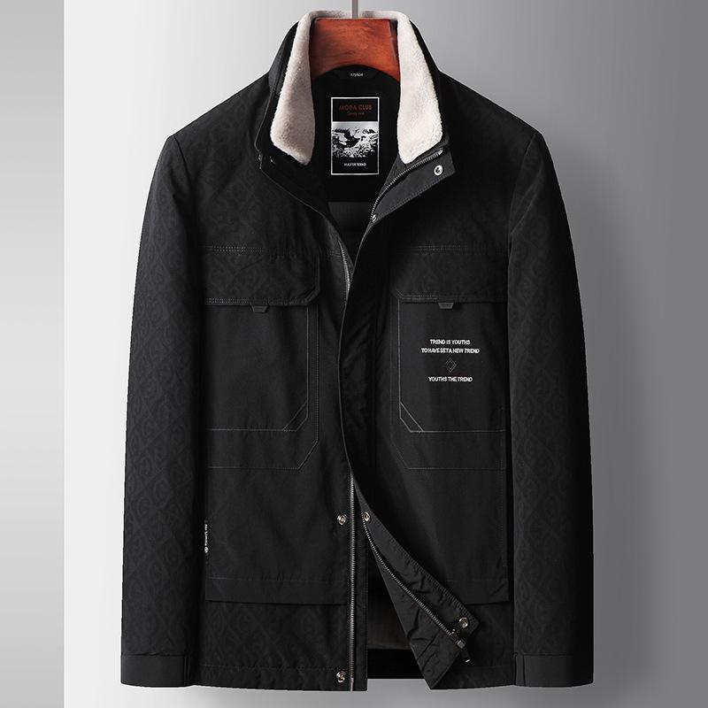 Autumn and Winter White Duck Down Thickened Pure Wool Take-off Collar Youth Casual Warm Tooling Jacket Jacket