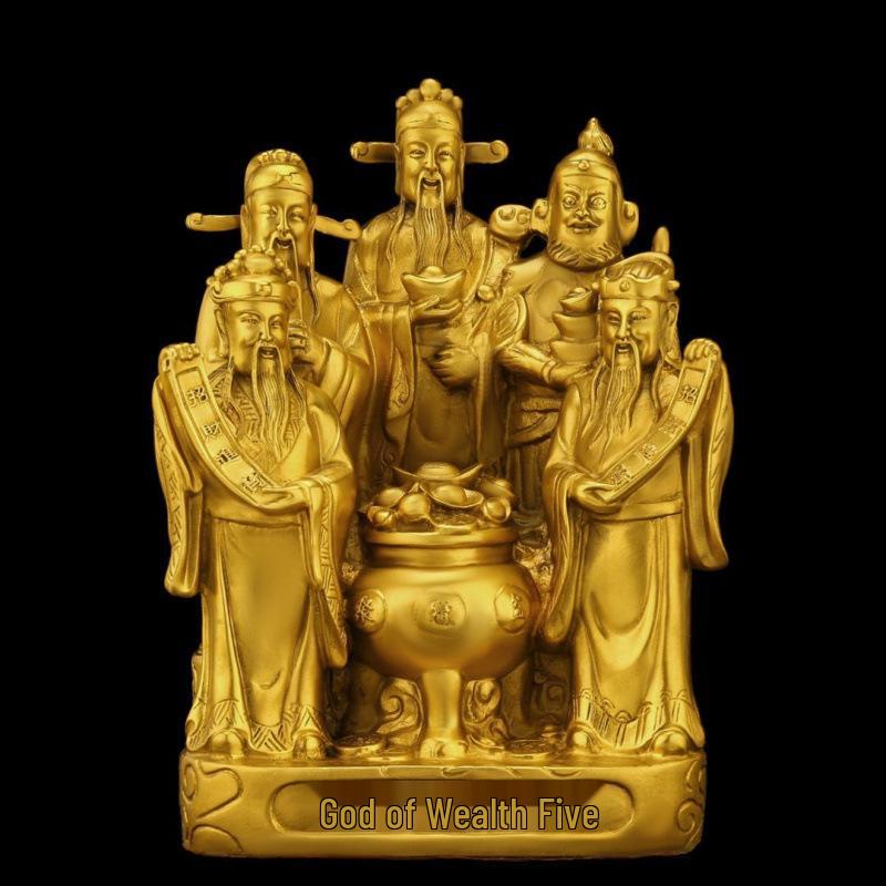 

Five Gods of Wealth Buddha Statue: Abundance & Prosperity Decor for Entrance or Hallway
