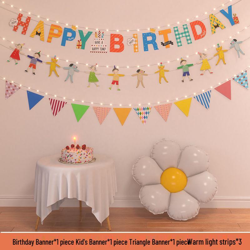 Birthday Pom Pom Bunting Set for Kids - First Party Decor & Photo Props