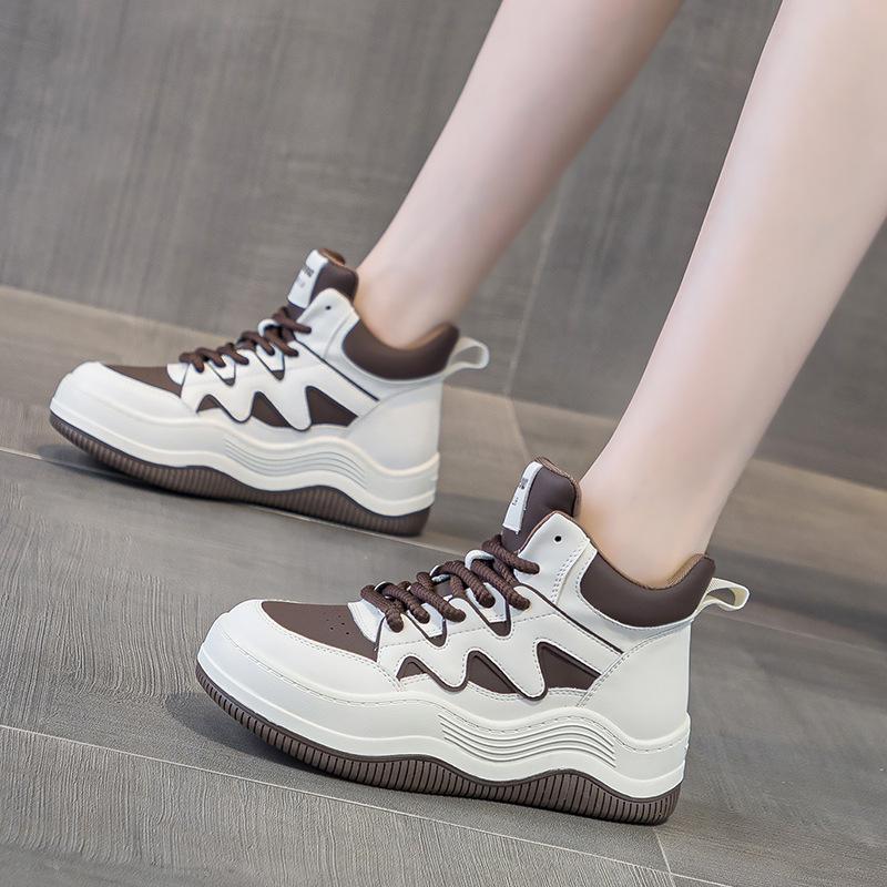 Thick-soled High-top Women's Autumn New Super-fire Heightening and Velvet Sports and Leisure Women's Shoes