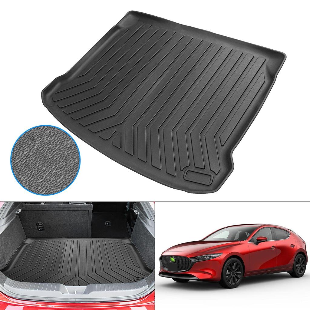 Mixsuper Compatible with Mazda 3 3D Luggage Tray Trunk Design for Mazda 3 2019 3D Molded Cargo TPE Luggage Interior Easy Set 3 Fastback Fastback, Mat,