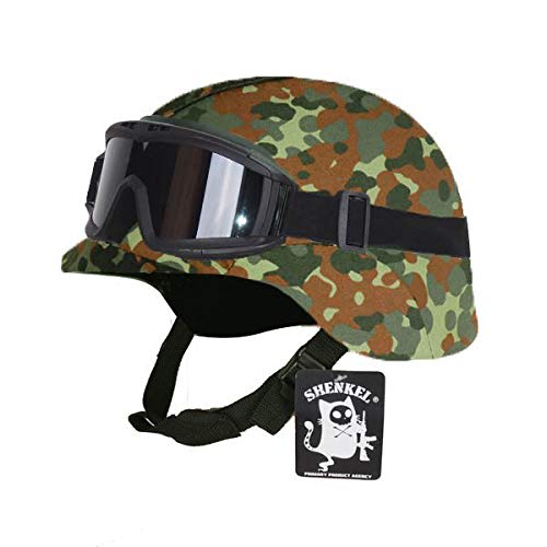 SHENKEL X800 Goggles and Fritz Helmet Set, German Camouflage Fleckturn (met-011gm)