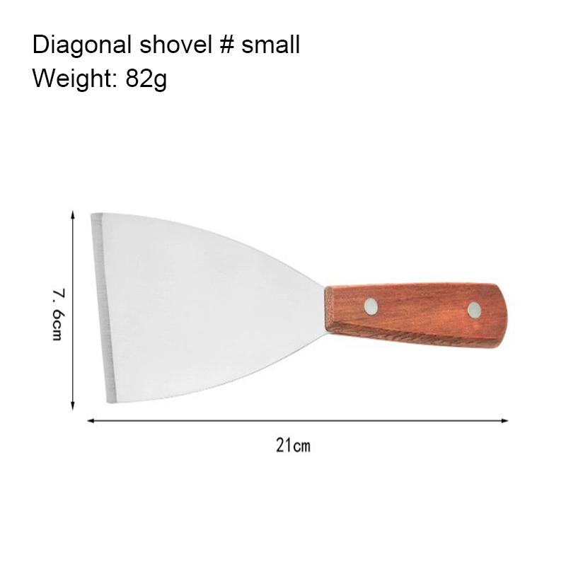 Stainless Steel Cooking Shovel Wooden Handle Pancake Shovel Frying Steak Shovel Barbecue Tool Teppanyaki Kitchen Accessories