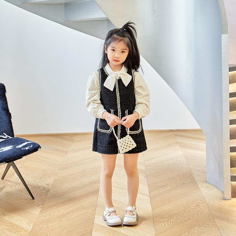 Spring and Autumn New Girls' Leather Shoes Lace Bow Versatile Single-Layer Shoes