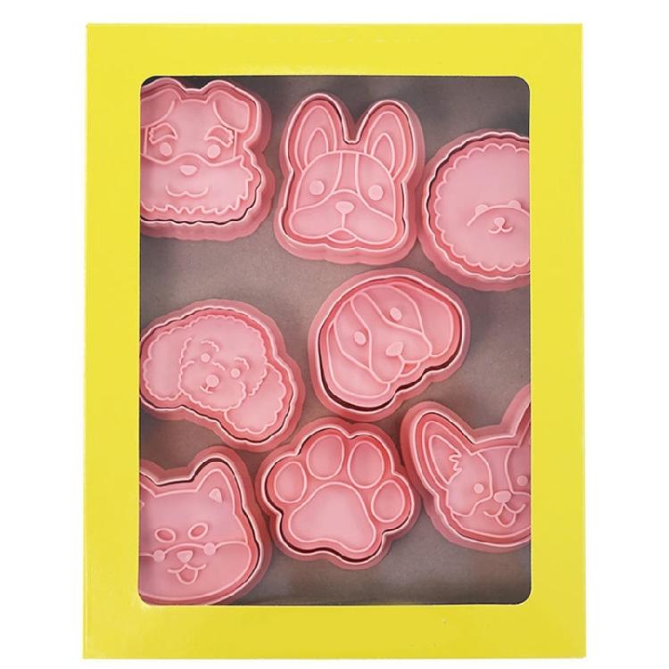 8Pcs Dogs Head Cookie Cutters Cartoon Pressable Biscuits Mold Party Supplies
