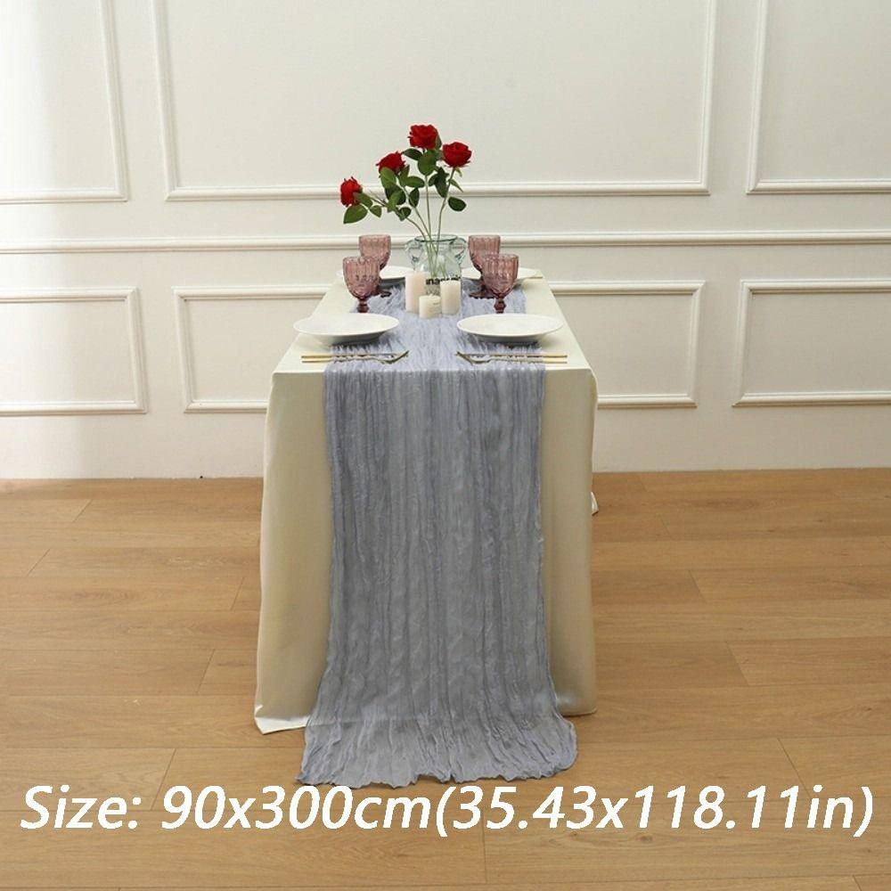 Semi-Sheer Cheese Cloth Table Runner Boho Rustic Elegant Tulle Balinese Pleated Tablecloth DIY Gauze Table Runner