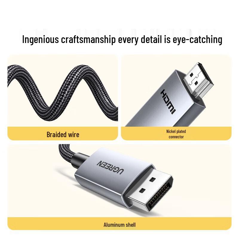 

Ugreen HDMI 2.1 to DisplayPort 1.4 Adapter Cable 8K@60Hz
