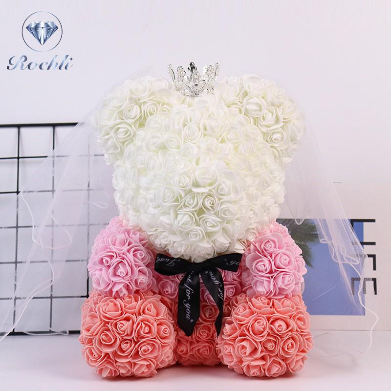 Eternal Flower Crown & Veil: Rose Bear Gift Box for Birthdays, Valentine's, Qixi, & Christmas