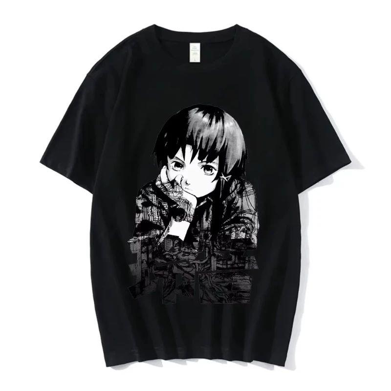 Anime Serial Experiments Lain T-Shirt Men Women Graphic T Shirts Unisex Iwakura Manga Girl Sci Fi Short Sleeve Tee