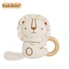 Kakiblin Organic Cotton & Beech Wood Baby Teething Ring Rattle