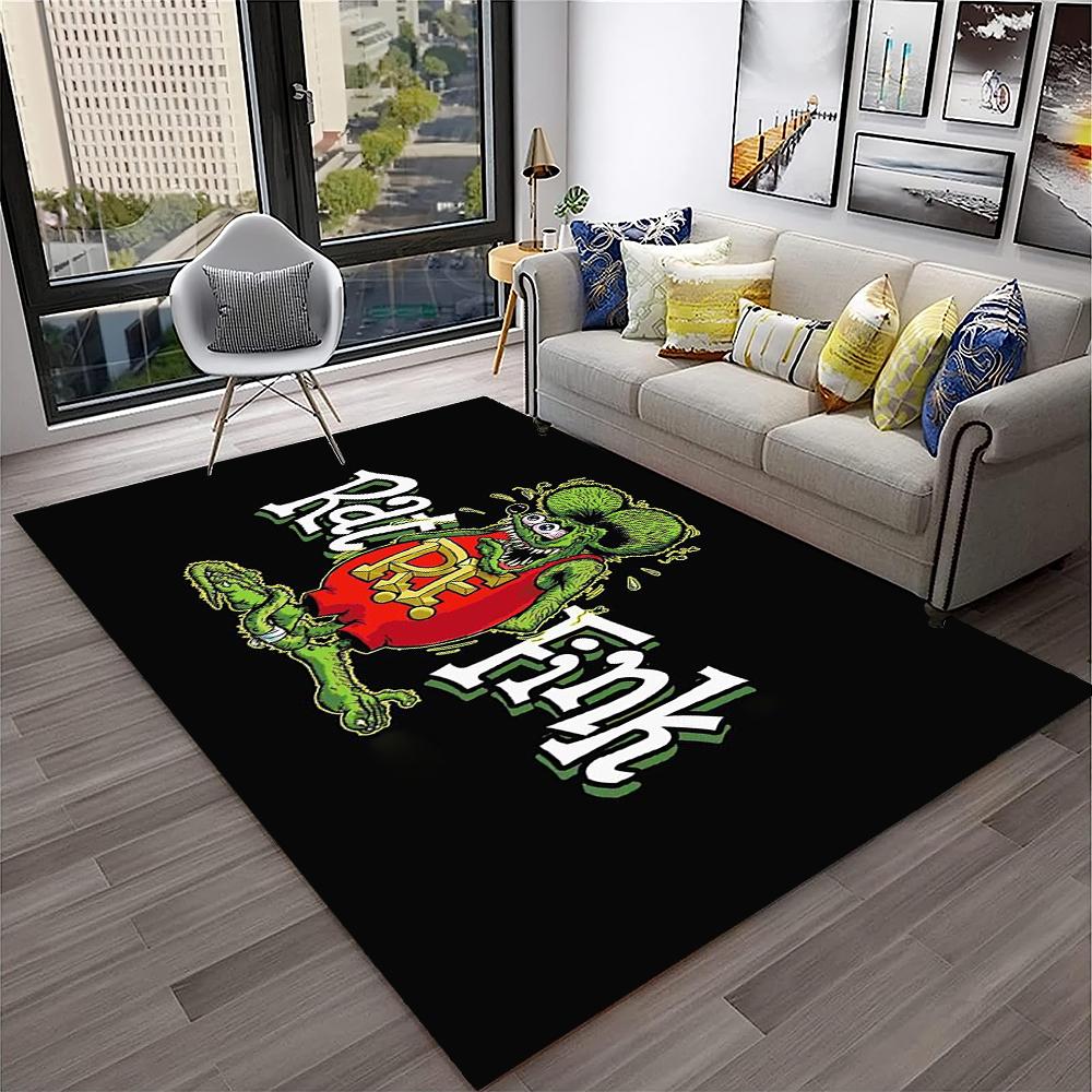 3D Funny Rat Fink Cartoon Movie Koberec pro domácí obývací pokoj Ložnice Pohovka Rohožka Dekor, dětský koutek Koberec Protiskluzová podložka na podlahu