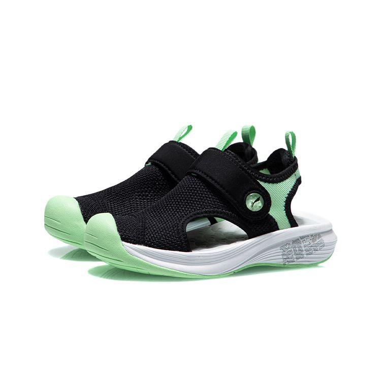 Li Ning Comfortable Versatile Kids Sandals Kids Sandals Black Green YKKR006-1